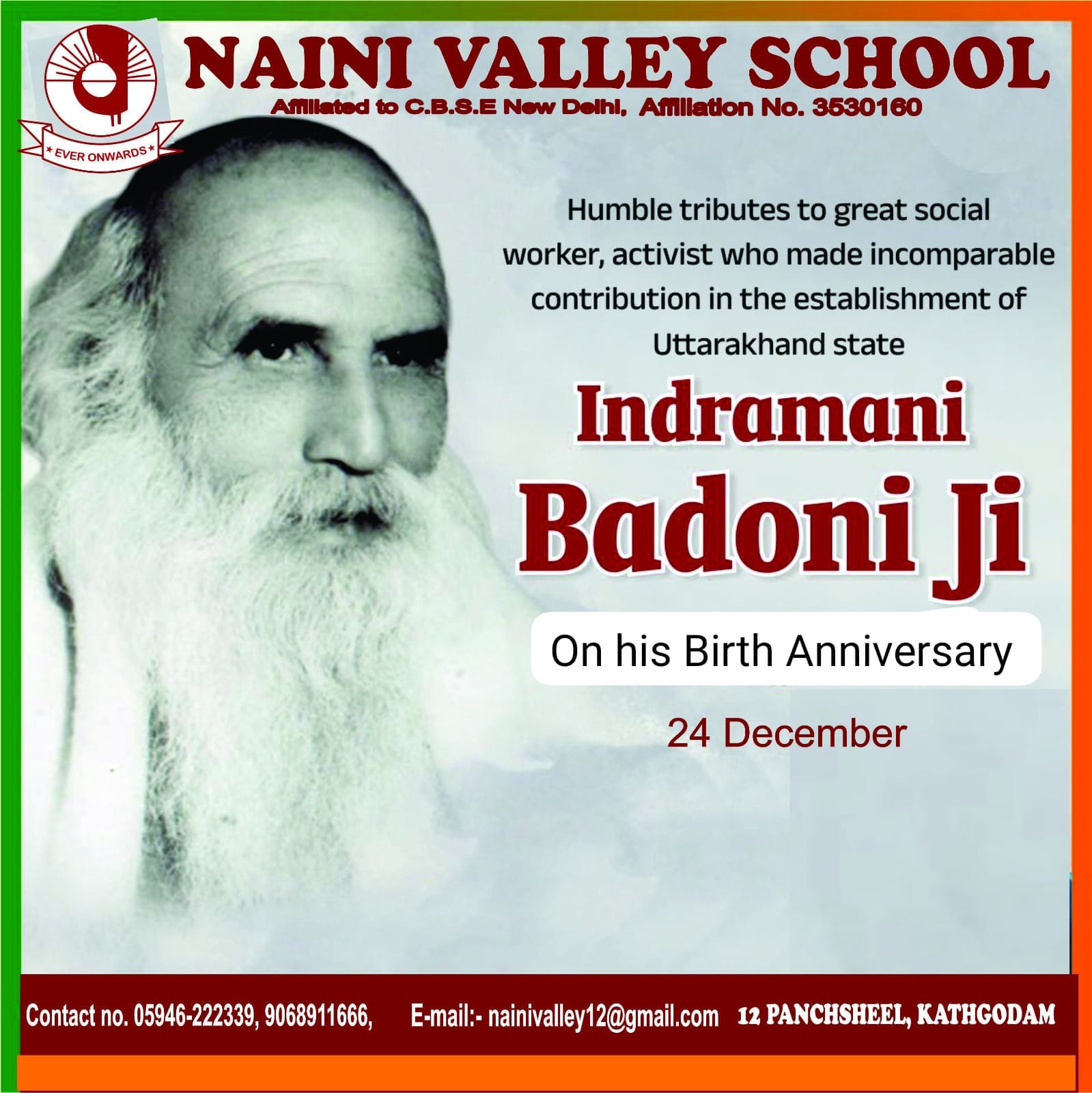 Indramani Badoni birth Annivasary 